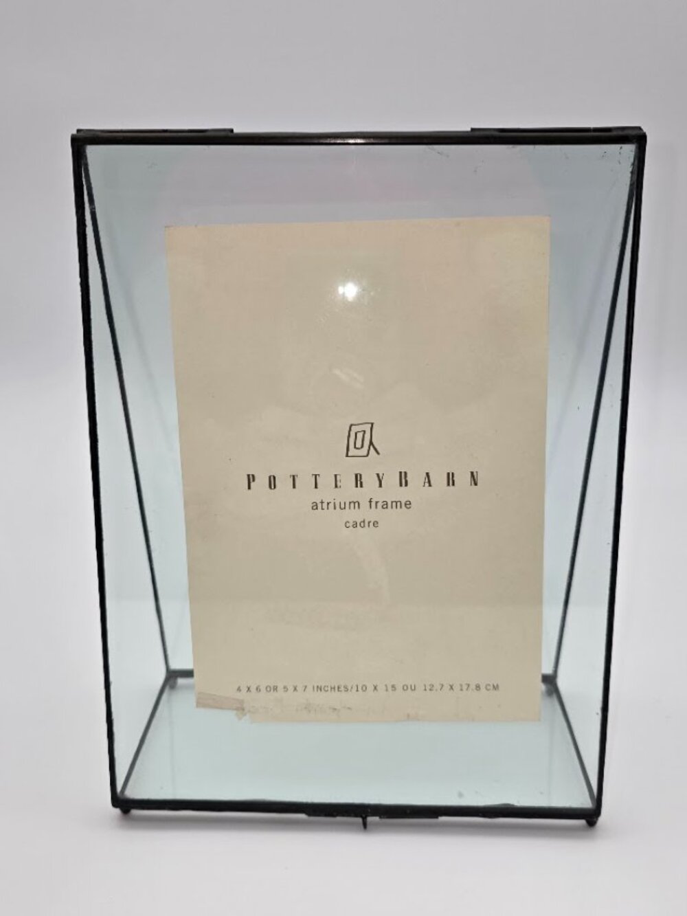 Pottery Barn Black Metal Atrium Frame Glass Float 4x6 5x7 Photo Display
